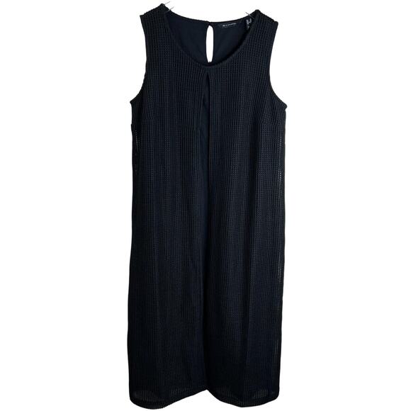 H by Halston Black Sleeveless Dress 8 Texture Classic Work Career Capsule Staple - Picture 1 of 14